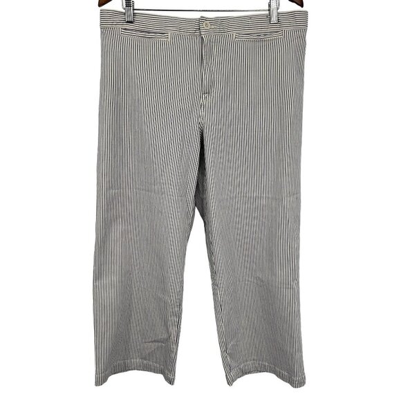 Madewell Women Pinstripe Jean Size 31 Petite Crop Wide New - Picture 1 of 9